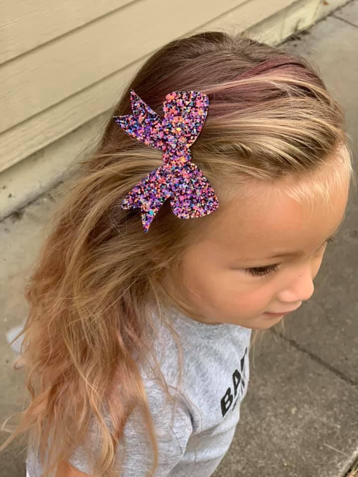 Glitter School Girl Hair Bows- *BEING DISCONTINUED*-Clearance no slip hair clips-Flower No slip hair clips-Animal no slip hair clips-Star no slip hair clip-heart no slip hair clips-butterfly no slip hair clips-Moo G Clips