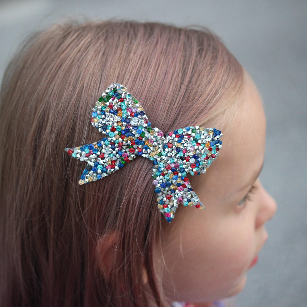 Glitter School Girl Hair Bows- *BEING DISCONTINUED*-Clearance no slip hair clips-Flower No slip hair clips-Animal no slip hair clips-Star no slip hair clip-heart no slip hair clips-butterfly no slip hair clips-Moo G Clips