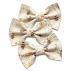 Golden Afternoon Garden Leather Hair Bows *NEW!*-no slip leather hair bows no slip leather hair clips-Moo G Clips