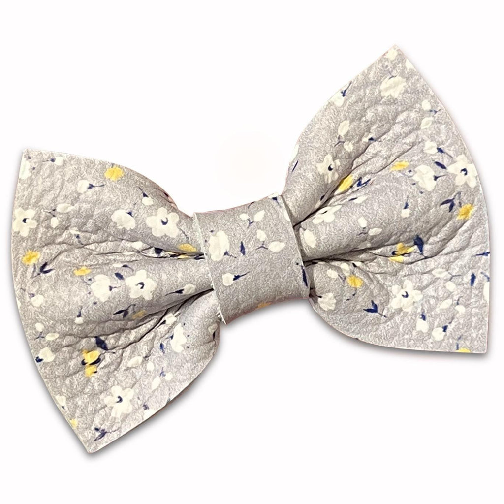 Golden Afternoon Garden Leather Hair Bows *NEW!*-no slip leather hair bows no slip leather hair clips-Moo G Clips