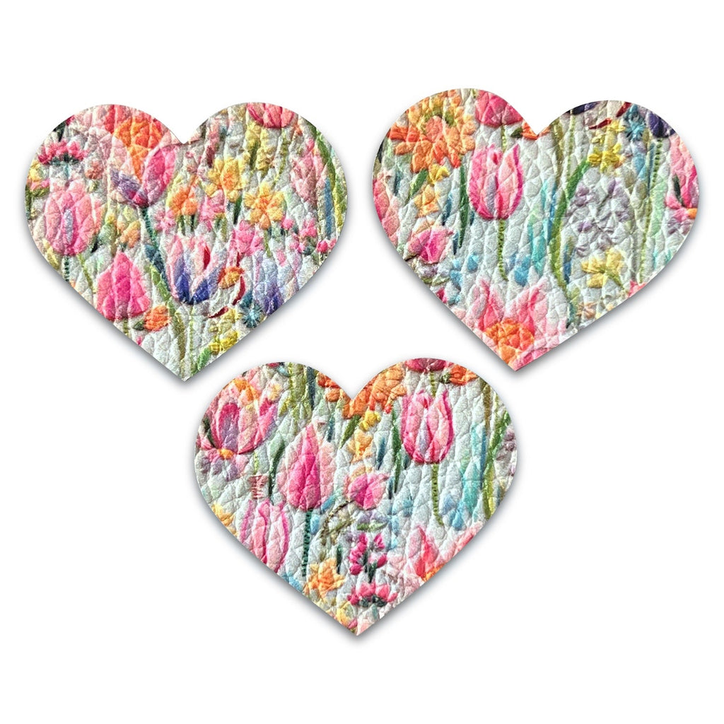 Golden Afternoon Garden Leather Hearts *NEW!*-no slip leather hair bows no slip leather hair clips-Moo G Clips