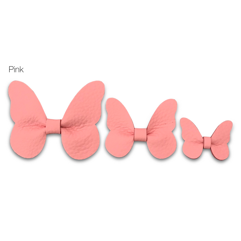 Leather Butterfly Hair Clip Bows for Girls - Assortment of Solid Colors-leather butterfly hair accessories - no slip clip - party hair bows - spring hair accessories - easter hair bows -Moo G Clips