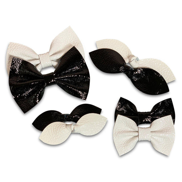 Monochrome Patent Leather Hair Bows-no slip leather hair bows no slip leather hair clips-Moo G Clips