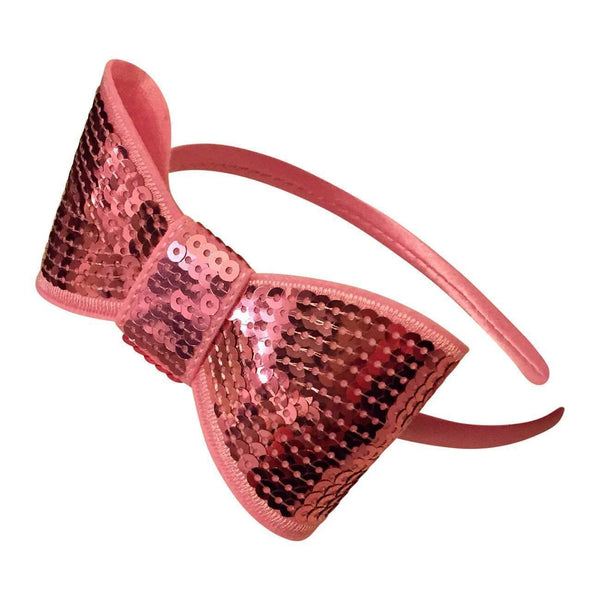 Sequin Bow Hard Headbands-girls sequin bow headband-Moo G Clips