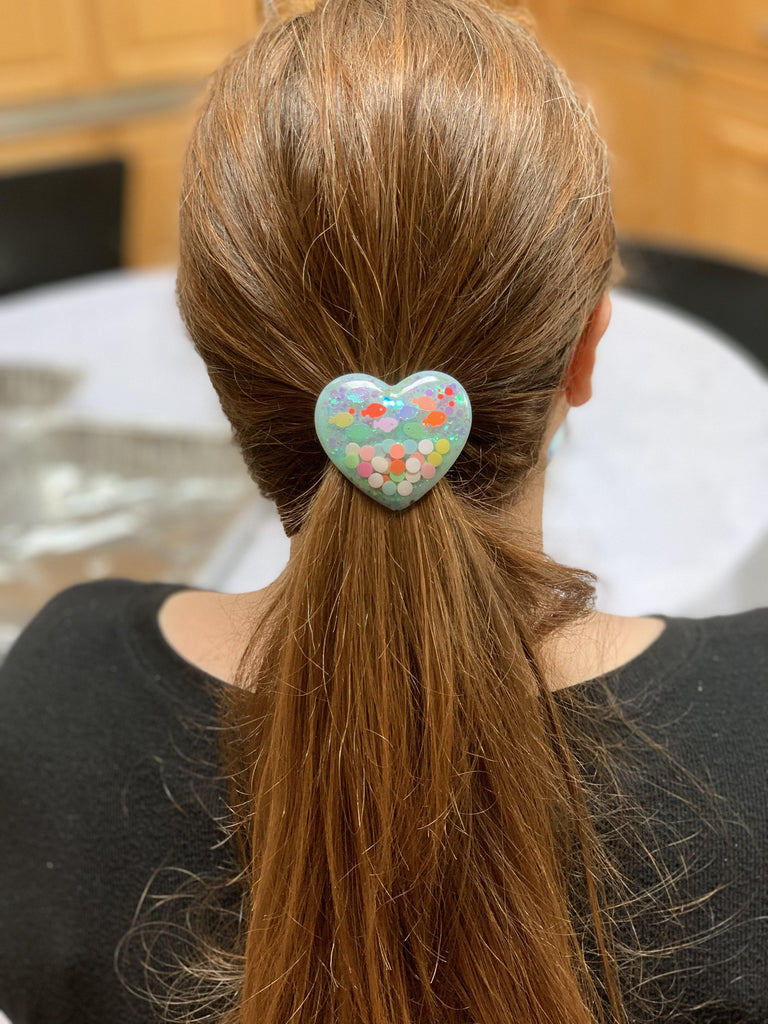 Spooky Heart Resin Ponytail Holders-Clearance no slip hair clips-Flower No slip hair clips-Animal no slip hair clips-Star no slip hair clip-heart no slip hair clips-butterfly no slip hair clips-Moo G Clips