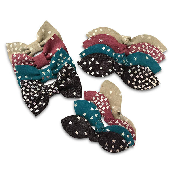 Suede Stars Leather Hair Bows-no slip leather hair bows no slip leather hair clips-Moo G Clips
