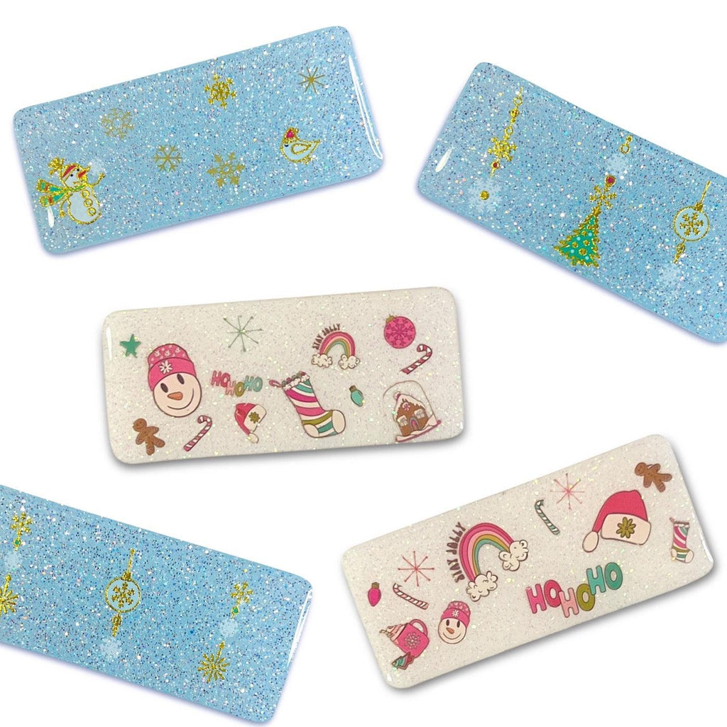 Winter Scenes on Wide Bar Resin Hair Clips-Clearance no slip hair clips-Flower No slip hair clips-Animal no slip hair clips-Star no slip hair clip-heart no slip hair clips-butterfly no slip hair clips-Moo G Clips