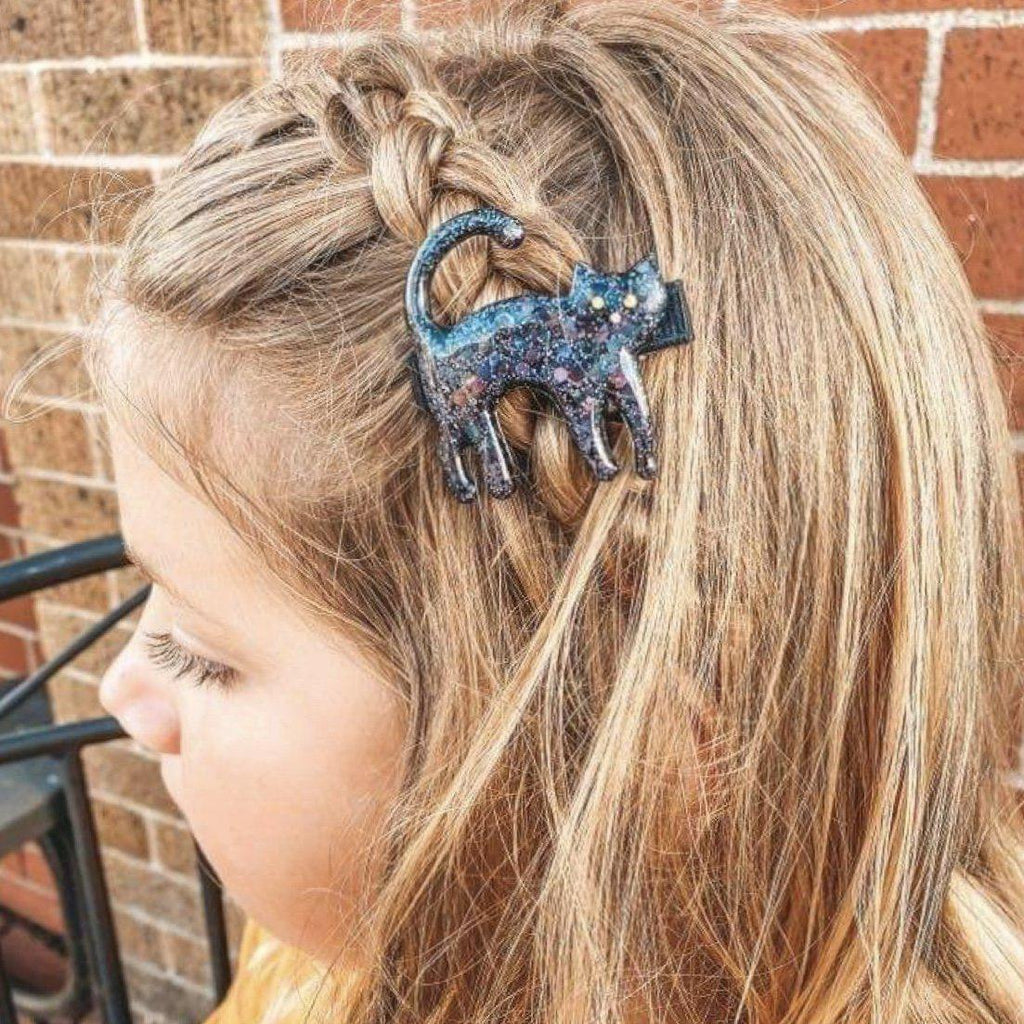 Black Cat Resin Hair Clips & Ponytail Holders-Clearance no slip hair clips-Flower No slip hair clips-Animal no slip hair clips-Star no slip hair clip-heart no slip hair clips-butterfly no slip hair clips-Moo G Clips