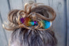 Bright Metallic Speckle Leather Hair Bows-no slip leather hair bows no slip leather hair clips-Moo G Clips
