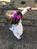 Bright Metallic Speckle Leather Hair Bows-no slip leather hair bows no slip leather hair clips-Moo G Clips
