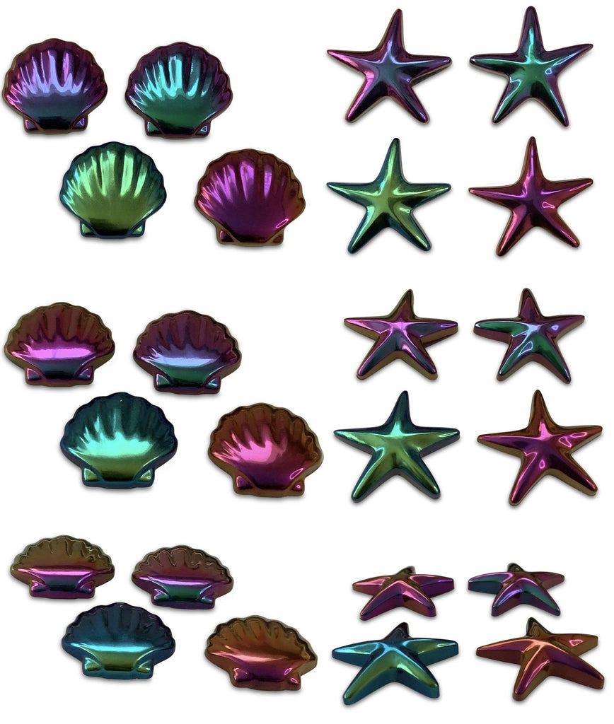 Chrome Color-Shifting Seashell & Starfish Resin Hair Clips-Clearance no slip hair clips-Flower No slip hair clips-Animal no slip hair clips-Star no slip hair clip-heart no slip hair clips-butterfly no slip hair clips-Moo G Clips