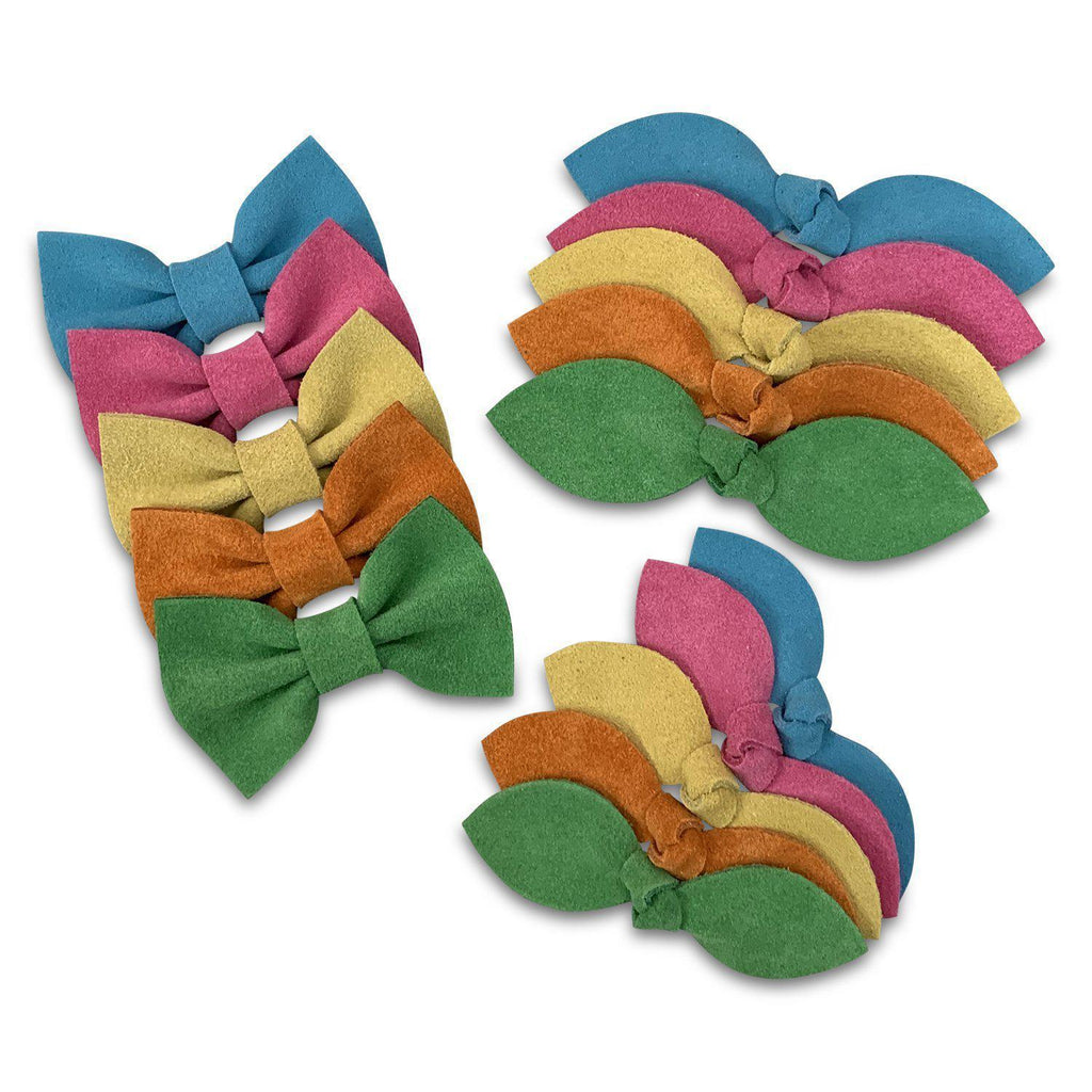 Colorful Suede Leather Hair Bows-no slip leather hair bows no slip leather hair clips-Moo G Clips