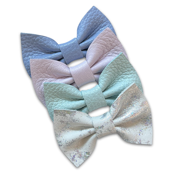 Frozen Leather Hair Bows-no slip leather hair bows no slip leather hair clips-Moo G Clips