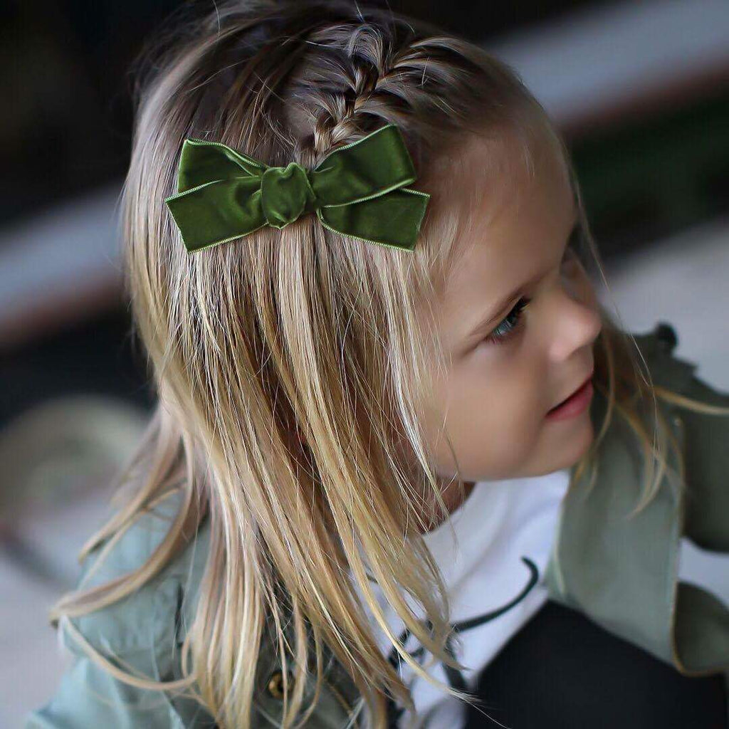 Hair Clips - Medium Velvet Hair Bows - Baby Bows - Baby Gift-no slip velvet hair bows no slip velvethair clips-Moo G Clips