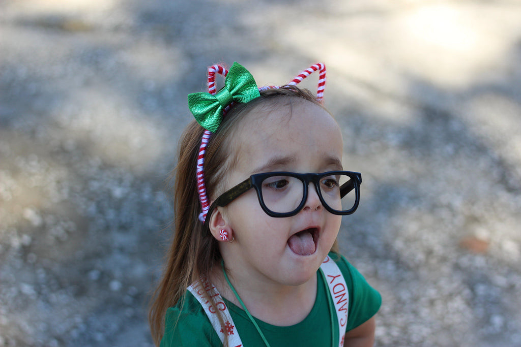 Holiday Lights Inspired Leather Hair Bows-no slip leather hair bows no slip leather hair clips-Moo G Clips