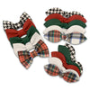 Holiday Plaid Leather Hair Bows-no slip leather hair bows no slip leather hair clips-Moo G Clips