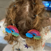 LIMITED EDITION Leather Rainbow-Rainbow Hair Bows-no slip leather hair bows no slip leather hair clips-Moo G Clips