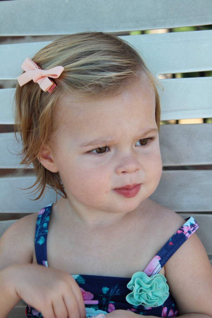 Little Girl Ella Hair Bows - Solids-no slip cotton fabric hair bows no slip fabric cotton hair clips-Moo G Clips