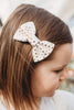 Metallic Dots Leather Hair Bows-no slip leather hair bows no slip leather hair clips-Moo G Clips