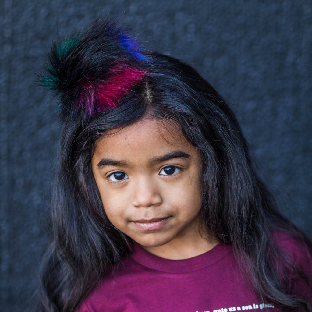 Multi Color Pom Pom Head Bands-girls pom pom party headbands-Moo G Clips