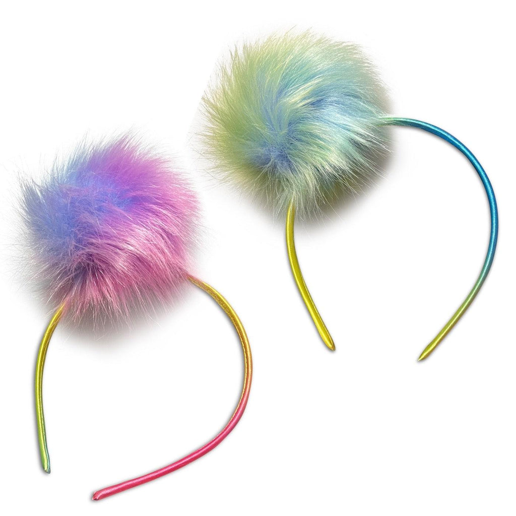 Multi Color Pom Pom Head Bands-girls pom pom party headbands-Moo G Clips