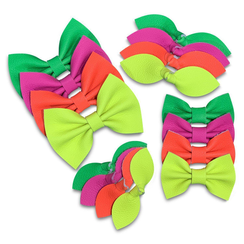 Neon Leather Hair Bows-no slip leather hair bows no slip leather hair clips-Moo G Clips