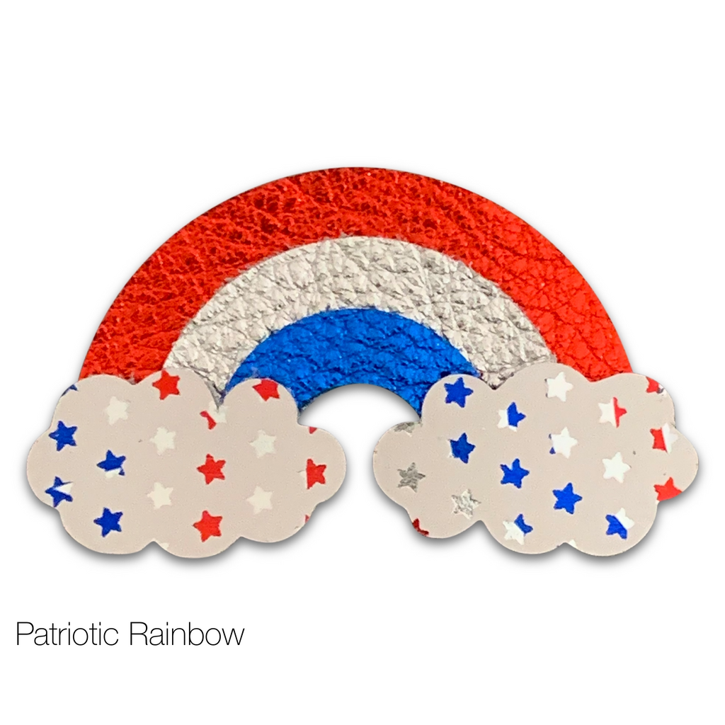 Patriotic Leather Rainbow & Ice Cream Cone Hair Clips-no slip leather hair bows no slip leather hair clips-Moo G Clips