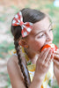 Picnic Plaid Leather Hair Bows-no slip leather hair bows no slip leather hair clips-Moo G Clips