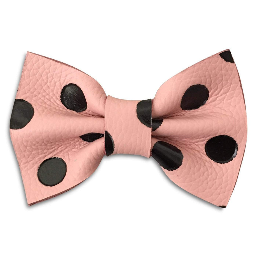Polka Dot Leather Hair Bows-no slip leather hair bows no slip leather hair clips-Moo G Clips